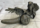 Native American Warrior With Eagle Headdress Bronze Sculpture