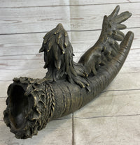 Native American Warrior With Eagle Headdress Bronze Sculpture