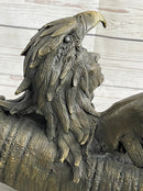 Native American Warrior With Eagle Headdress Bronze Sculpture