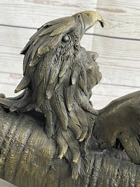 Native American Warrior With Eagle Headdress Bronze Sculpture