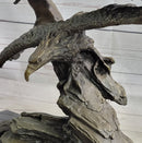 Two Eagles in Flight Bronze Metal Sculpture on Marble Base