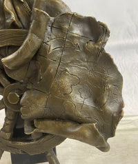 Signd Original B.Wood Wall Mount Ship Pirate Bronze