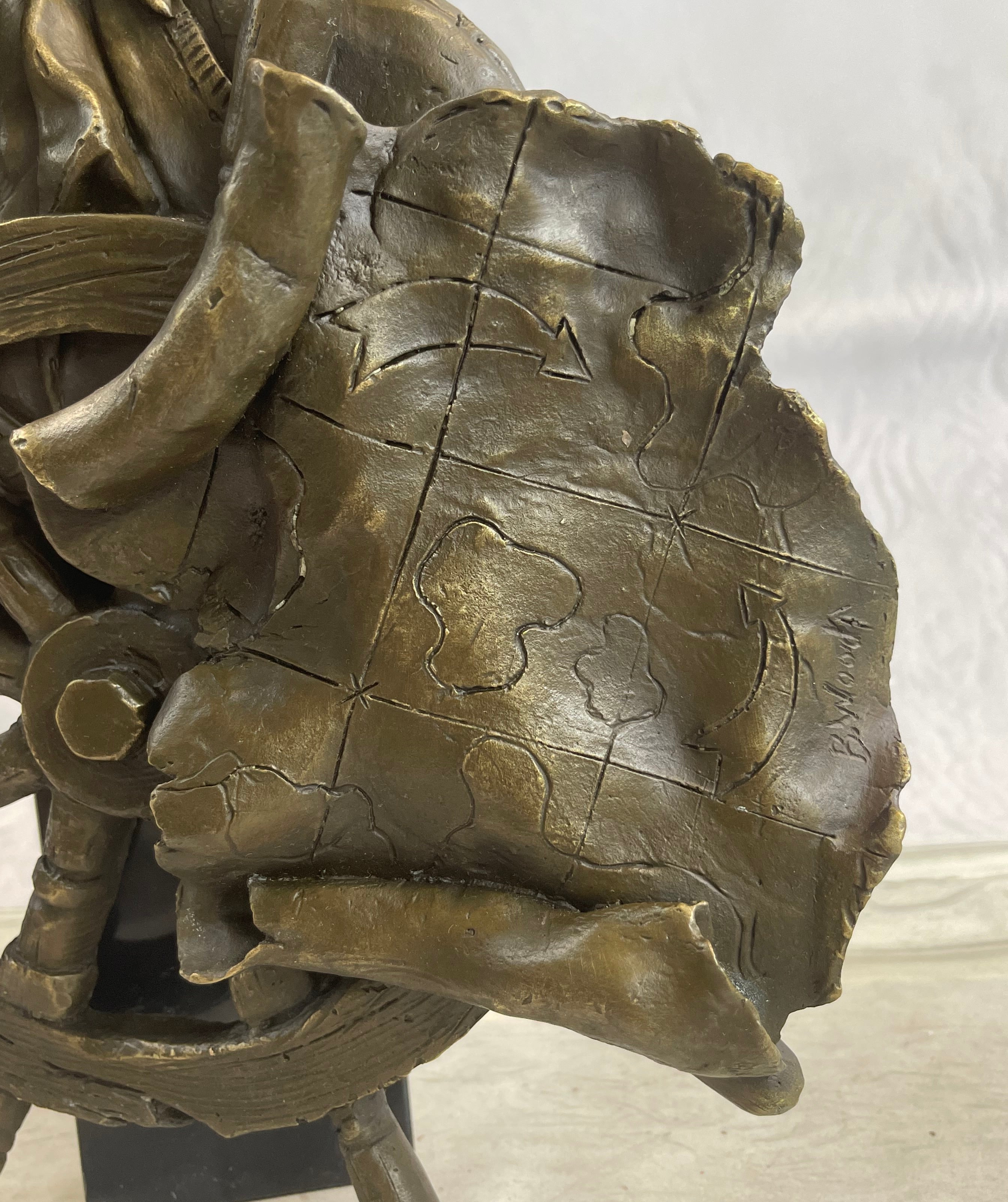Signd Original B.Wood Wall Mount Ship Pirate Bronze