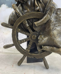 Signd Original B.Wood Wall Mount Ship Pirate Bronze