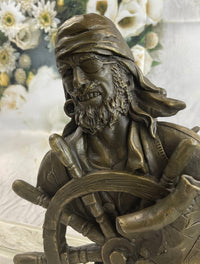 Signd Original B.Wood Wall Mount Ship Pirate Bronze