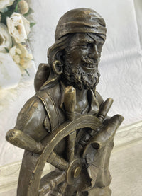 Signd Original B.Wood Wall Mount Ship Pirate Bronze