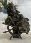 Signd Original B.Wood Wall Mount Ship Pirate Bronze