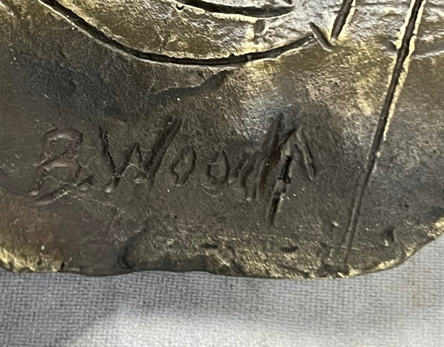 Signd Original B.Wood Wall Mount Ship Pirate Bronze