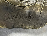 Signd Original B.Wood Wall Mount Ship Pirate Bronze