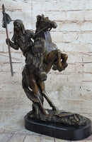 American Indian Chief Riding Horse Bronze Sculpture
