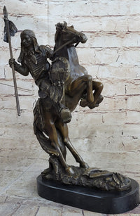American Indian Chief Riding Horse Bronze Sculpture