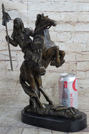 American Indian Chief Riding Horse Bronze Sculpture