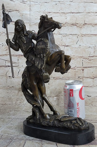 American Indian Chief Riding Horse Bronze Sculpture