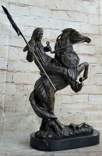 American Indian Chief Riding Horse Bronze Sculpture