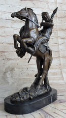 American Indian Chief Riding Horse Bronze Sculpture