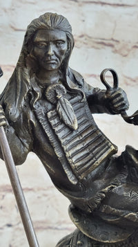 American Indian Chief Riding Horse Bronze Sculpture