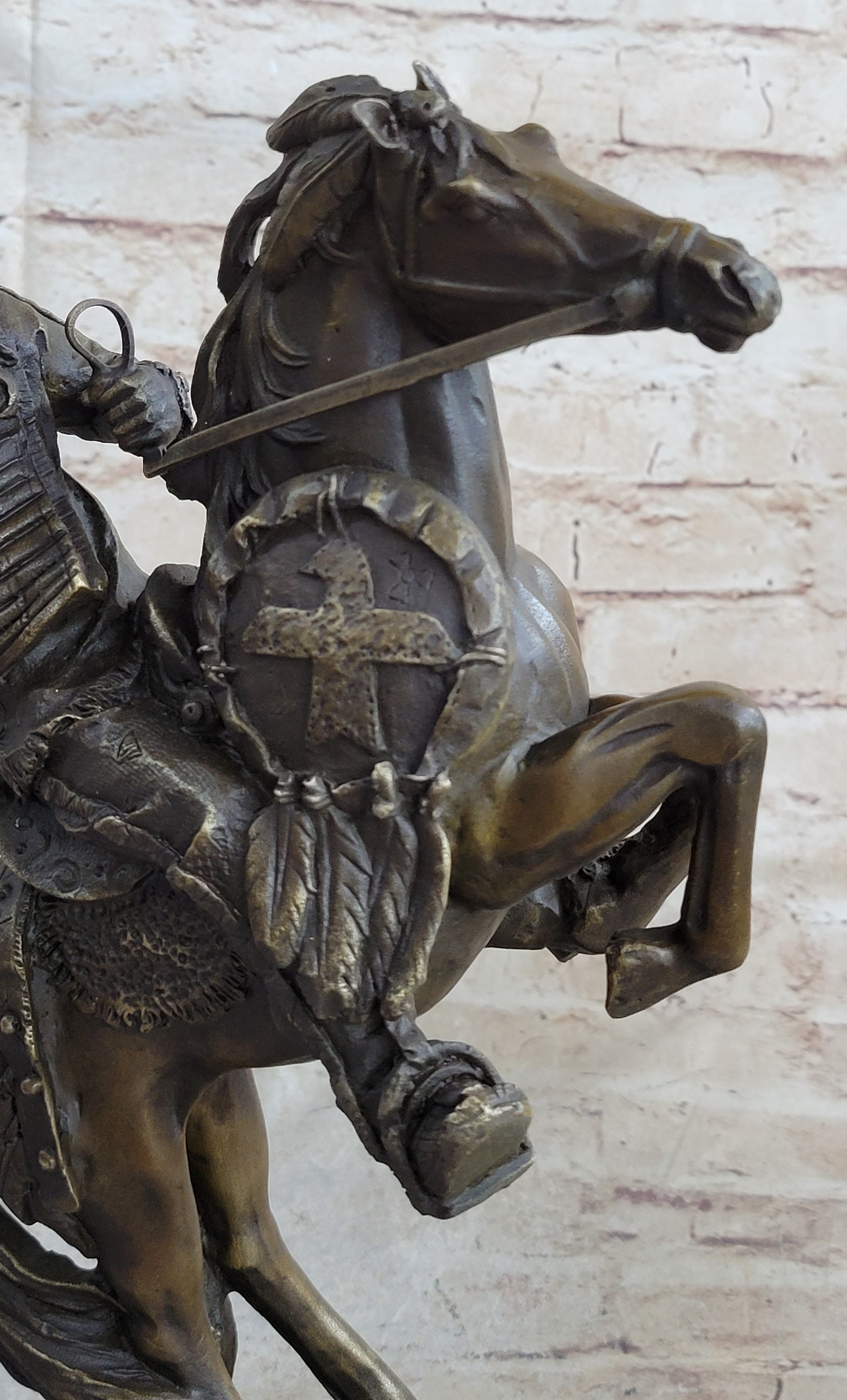 American Indian Chief Riding Horse Bronze Sculpture