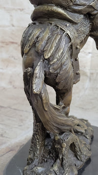 American Indian Chief Riding Horse Bronze Sculpture
