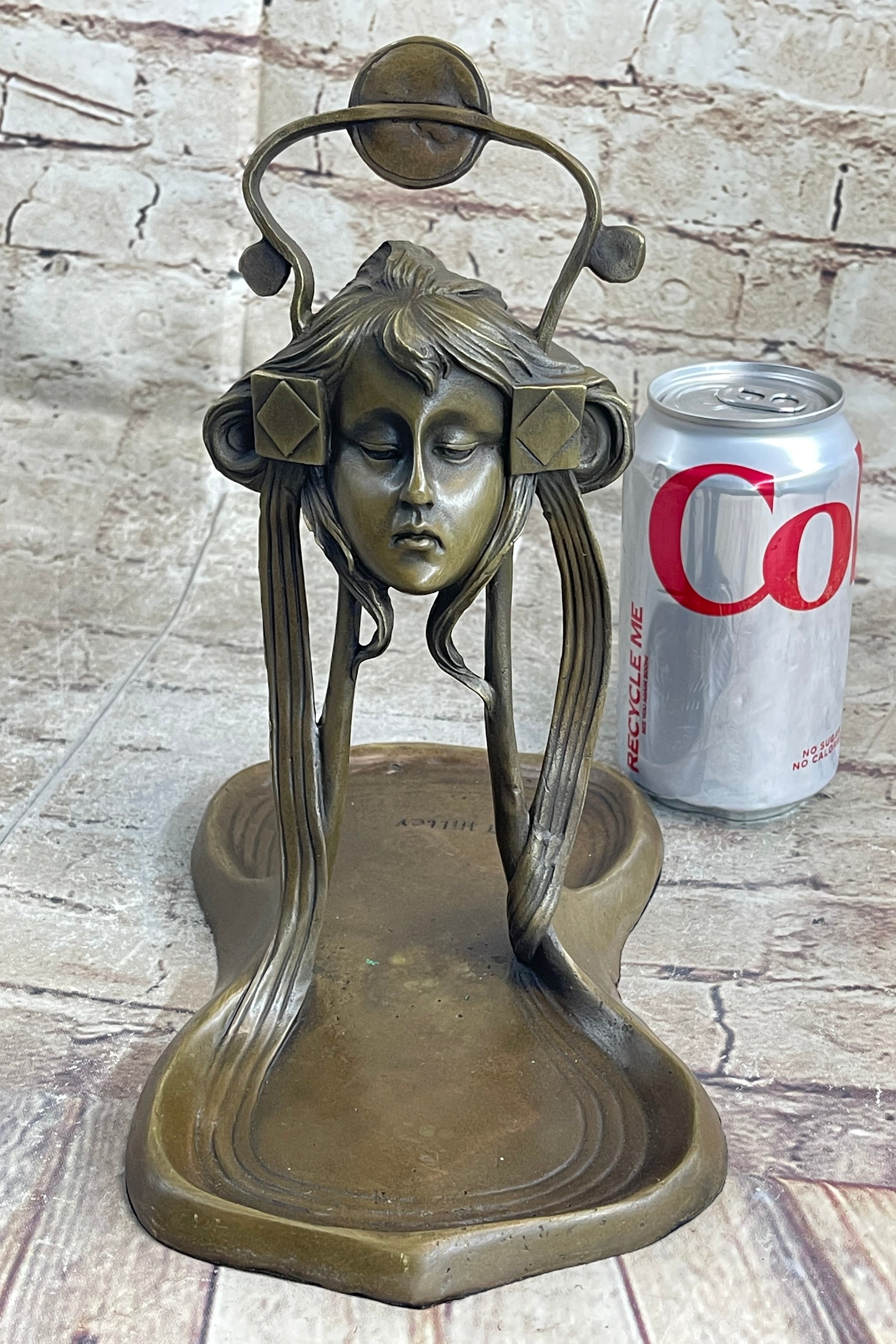 Art Deco Art Nouveau Austria Bronze Nude Lady Card Jewelry Trinket Tray Ashtray