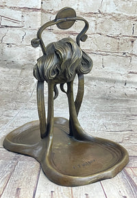 Art Deco Art Nouveau Austria Bronze Nude Lady Card Jewelry Trinket Tray Ashtray