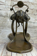 Art Deco Art Nouveau Austria Bronze Nude Lady Card Jewelry Trinket Tray Ashtray