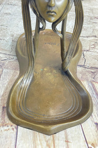 Art Deco Art Nouveau Austria Bronze Nude Lady Card Jewelry Trinket Tray Ashtray