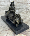 Native American Indian Man in Canoe Bronze 7" x 10"