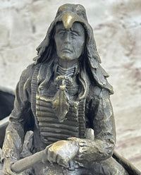 Native American Indian Man in Canoe Bronze 7" x 10"