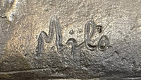 Native American Indian Man in Canoe Bronze 7" x 10"