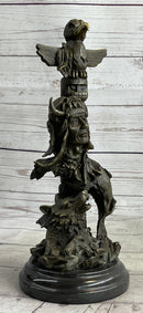 Native American Indian Totem Pole Bronze Sculpture by Milo