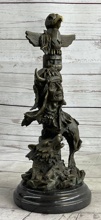Native American Indian Totem Pole Bronze Sculpture by Milo