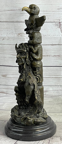 Native American Indian Totem Pole Bronze Sculpture by Milo