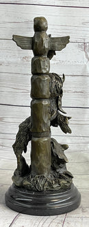 Native American Indian Totem Pole Bronze Sculpture by Milo