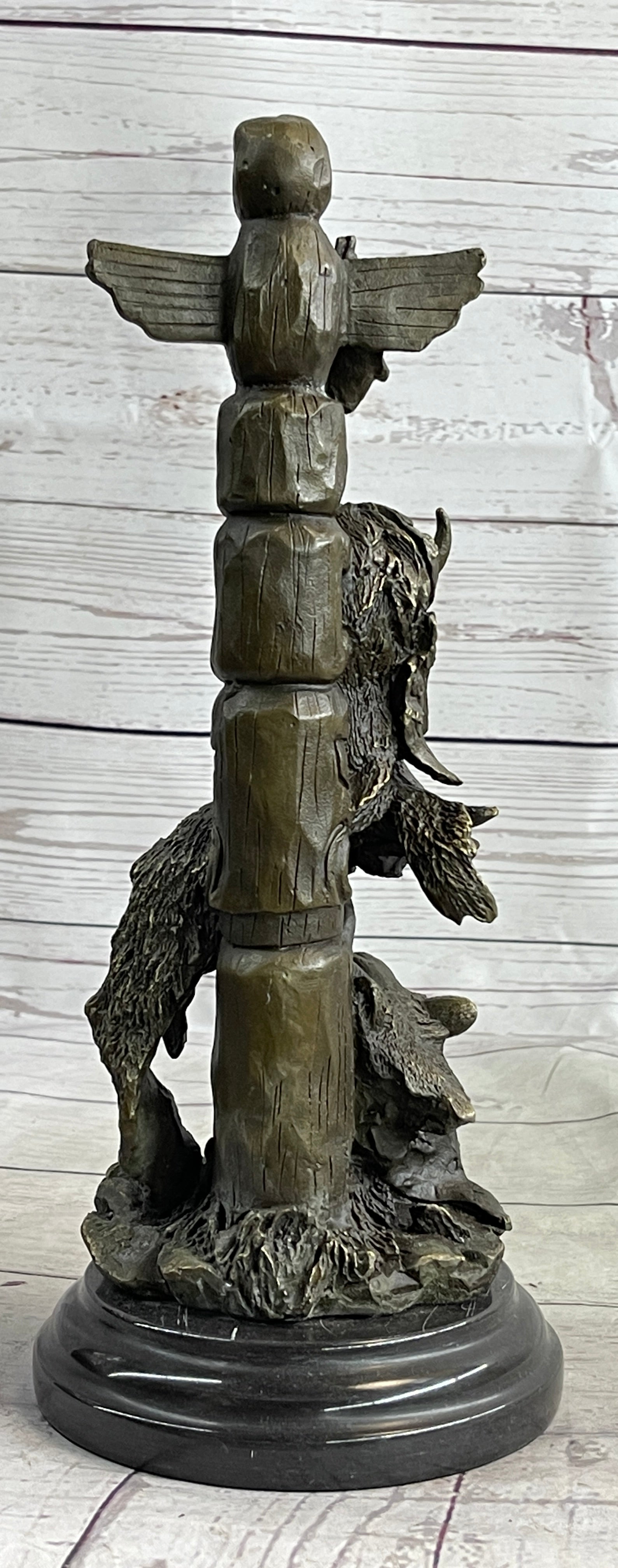 Native American Indian Totem Pole Bronze Sculpture by Milo