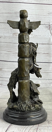 Native American Indian Totem Pole Bronze Sculpture by Milo