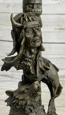 Native American Indian Totem Pole Bronze Sculpture by Milo
