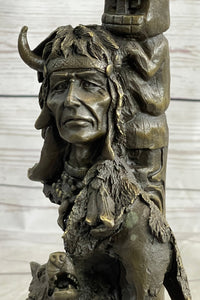 Native American Indian Totem Pole Bronze Sculpture by Milo