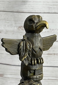 Native American Indian Totem Pole Bronze Sculpture by Milo