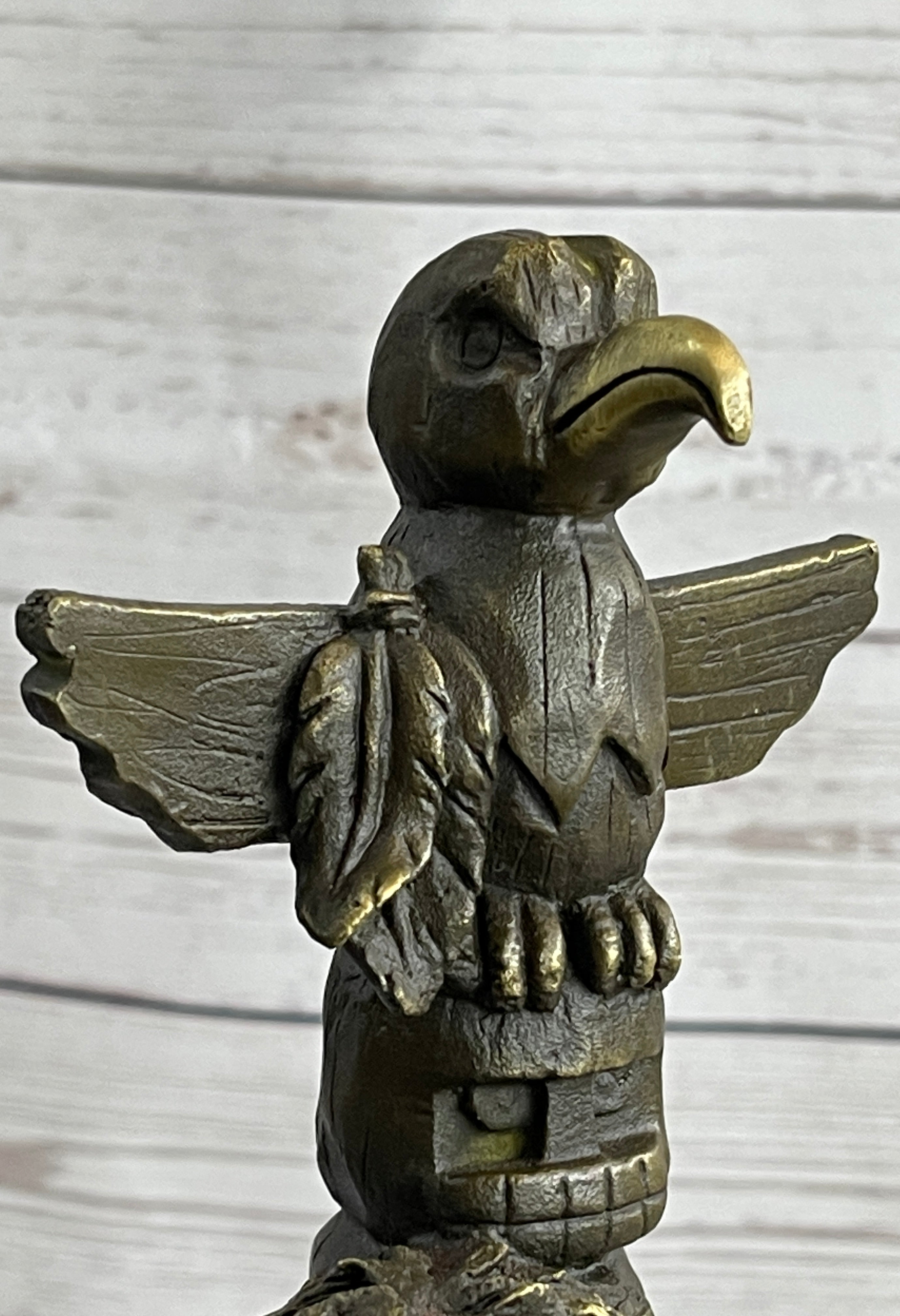 Native American Indian Totem Pole Bronze Sculpture by Milo