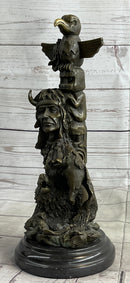 Native American Indian Totem Pole Bronze Sculpture by Milo