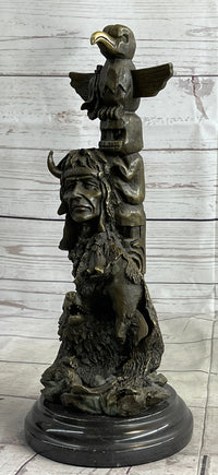 Native American Indian Totem Pole Bronze Sculpture by Milo