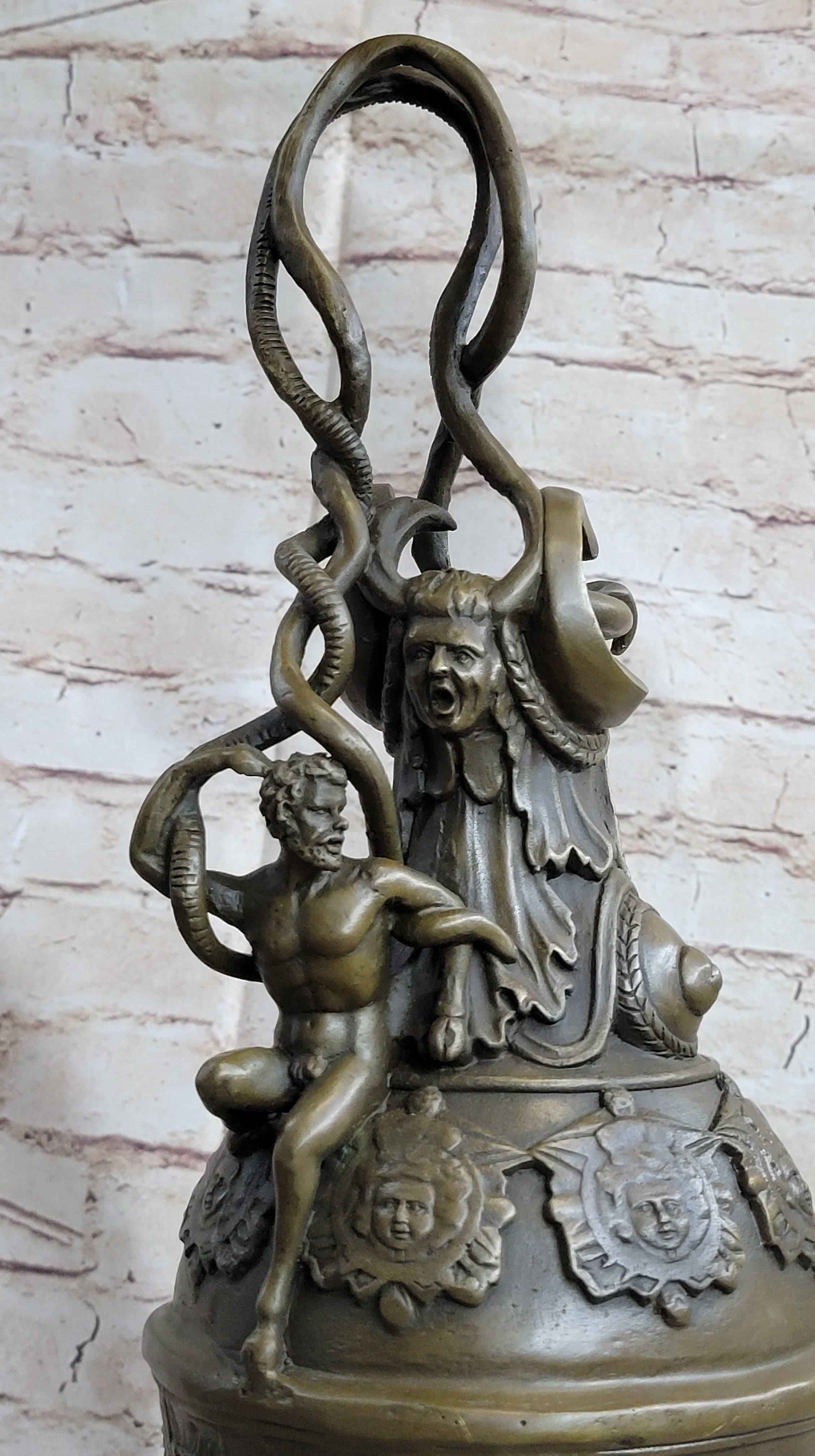 Greek Ancient Mythology Vintage Vase Urn Bronze Sculpture