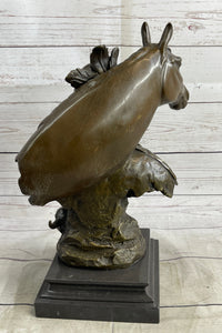 Native American Man & Horse Bronze Bust 14" x 10"