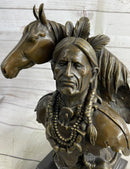Native American Man & Horse Bronze Bust 14" x 10"