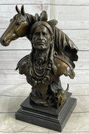 Native American Man & Horse Bronze Bust 14" x 10"