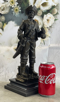 Pirate With Treasure Chest and Sword Bronze Sculpture 14" x 5"