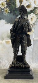 Pirate With Treasure Chest and Sword Bronze Sculpture 14" x 5"