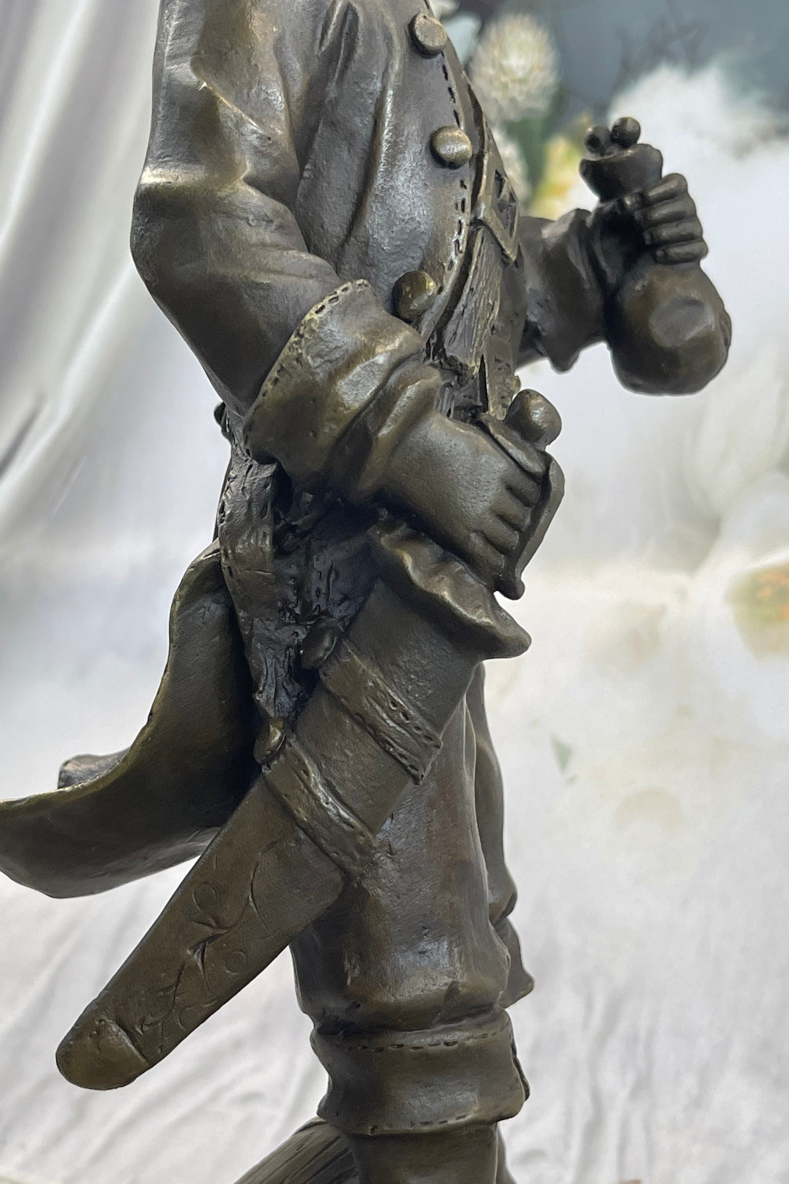 Pirate With Treasure Chest and Sword Bronze Sculpture 14" x 5"