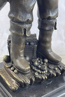 Pirate With Treasure Chest and Sword Bronze Sculpture 14" x 5"