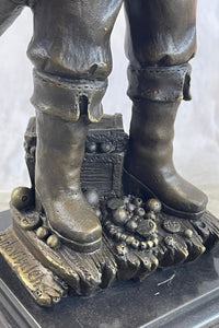Pirate With Treasure Chest and Sword Bronze Sculpture 14" x 5"